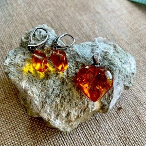 HOST PICK! Amber pendant and earrings set